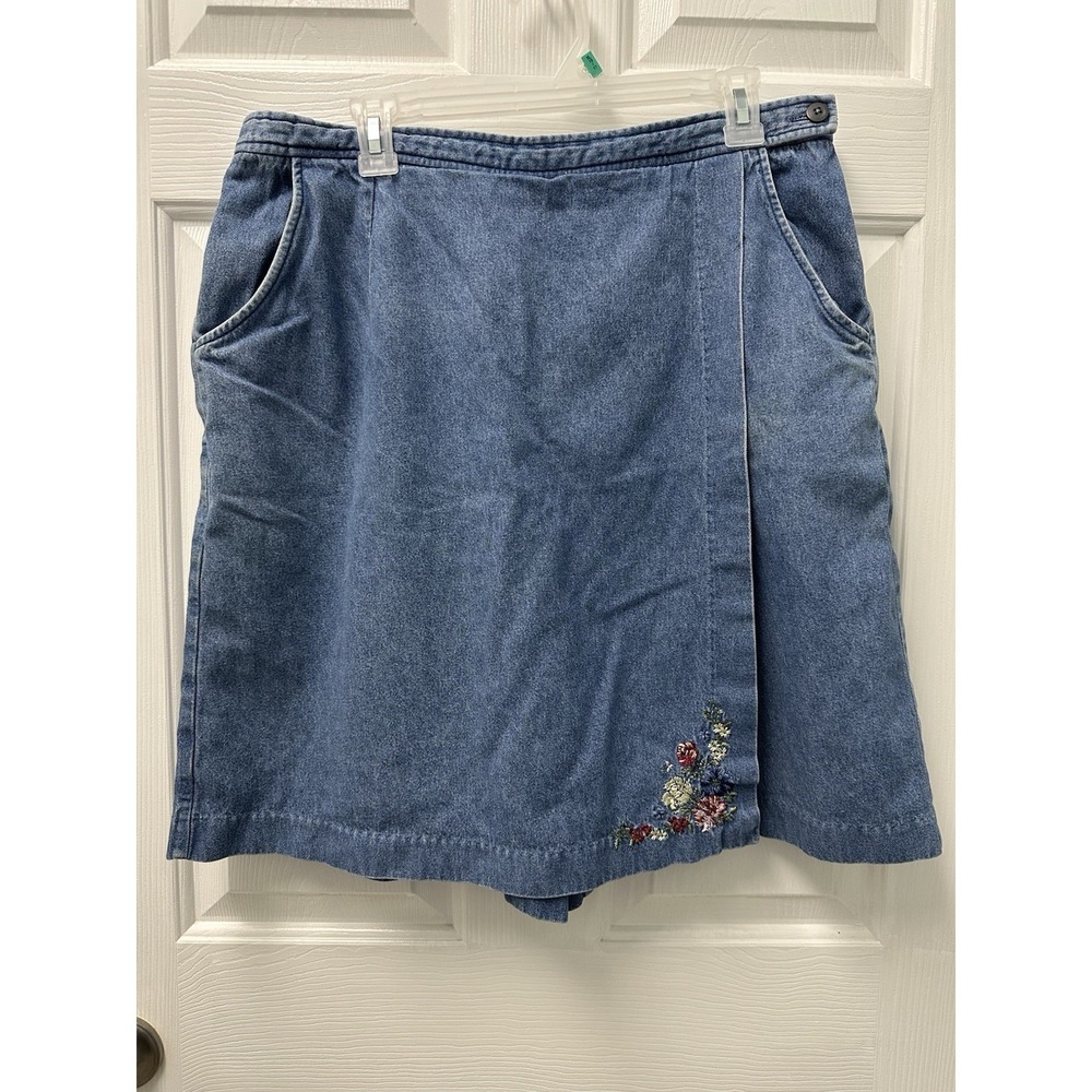 Vintage Koret City Blue Jean Skort Embroidered XL READ DESCRIPTION